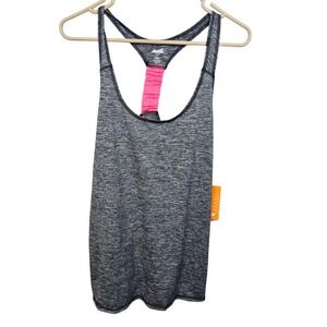 AVIA Active Tank Top Womens Large‎ Black Heather Gray Pink Racerback NWT